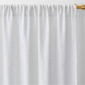 Crate & Barrel 4 Curtains Lindstrom Crisp White Organic Cotton.